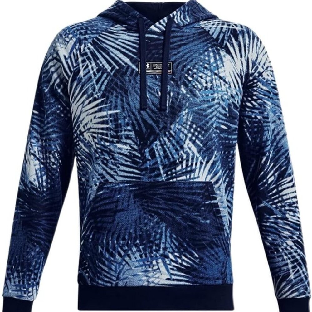 NWT Under Armour Men's‎ Rival Fleece Sport Palm Hoodie Sweatshirt Large Blue